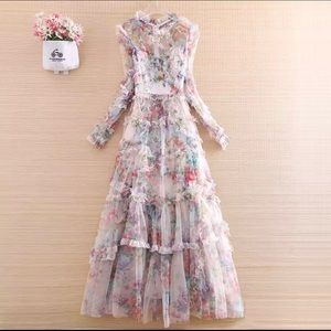 Tule pink floral gown